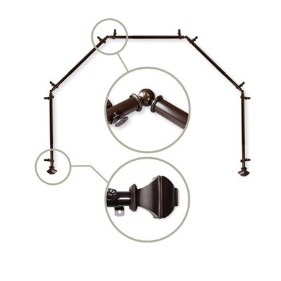 13/16" Moyat 5-Sided Bay Window Curtain Rod - Cocoa