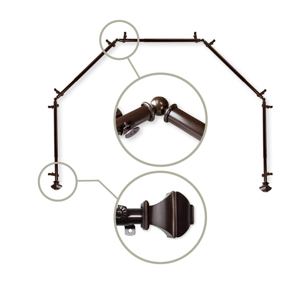 13/16" Moyat 5-Sided Bay Window Curtain Rod - Cocoa