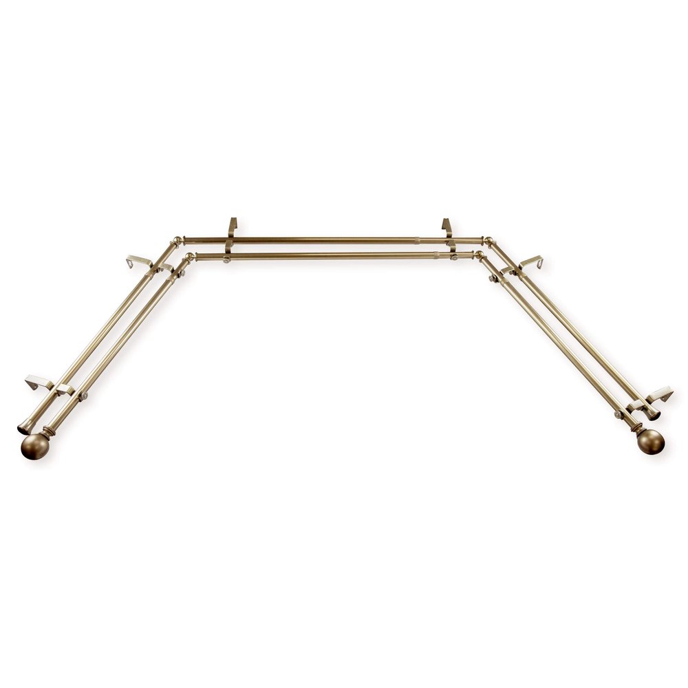 13/16" Jodi Bay Window Double Curtain Rod 20-36", 38-72" - Antique Brass