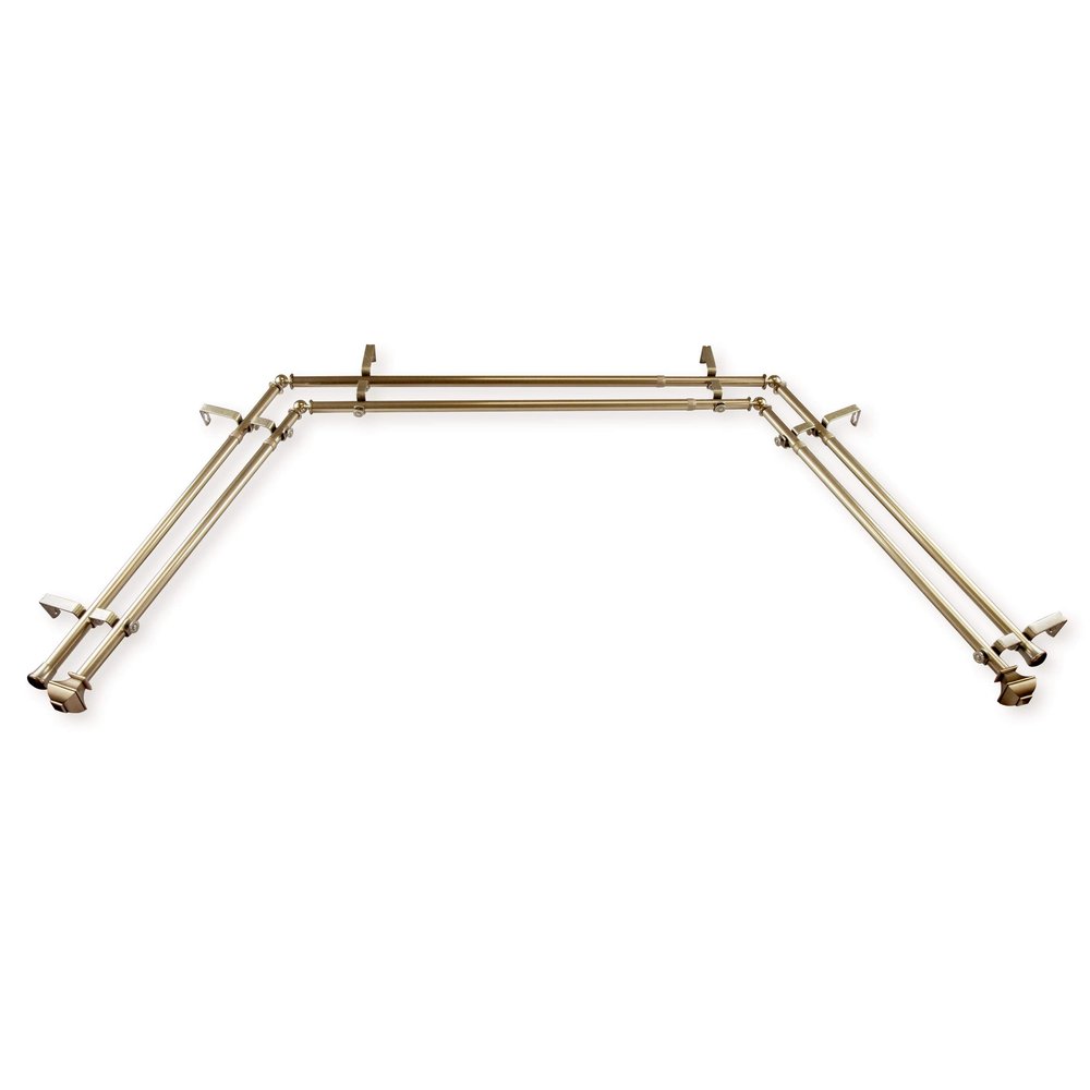 13/16" Moyat Bay Window Double Curtain Rod 20-36", 38-72" - Antique Brass