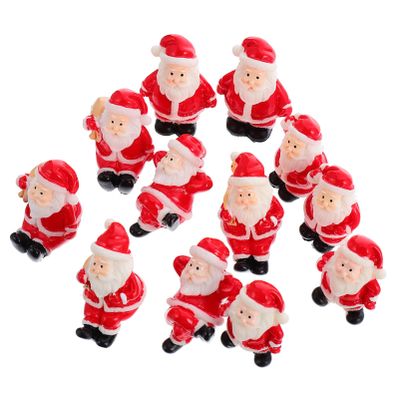 12pcs Christmas Miniature Ornament Resin Santa Claus Figurine Fairy Garden Doll House Decoration for Holiday Party Favor