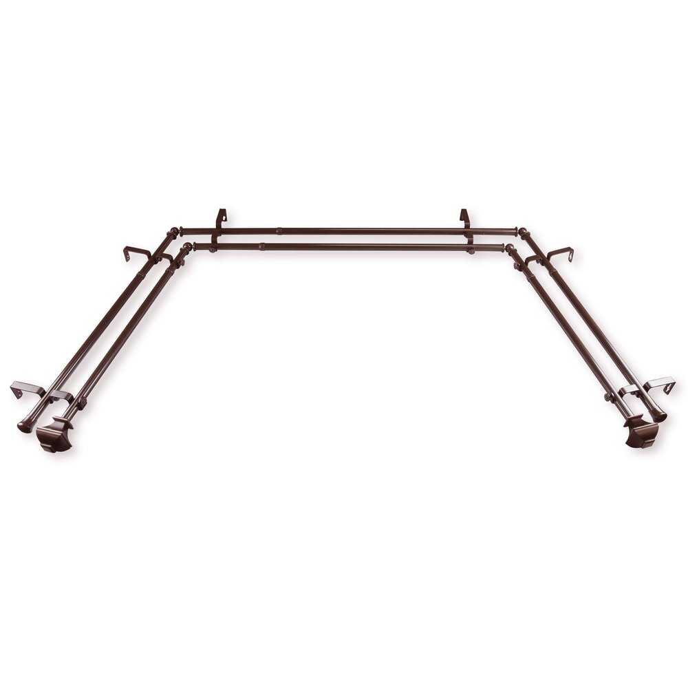 13/16" Moyat Bay Window Double Curtain Rod 20-36", 38-72" - Cocoa