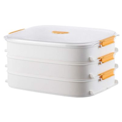 Cabilock Kitchen Refrigerator Organizer for Dumplings Food Storage Crisper Removable Lids Space-saving Kitchen Storage Box for Freshness and Odor Prevention