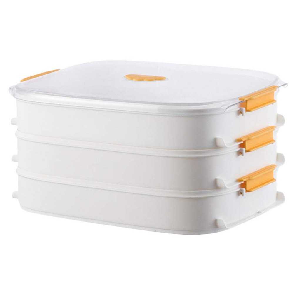 Cabilock Kitchen Refrigerator Organizer for Dumplings Food Storage Crisper Removable Lids Space-saving Kitchen Storage Box for Freshness and Odor Prevention