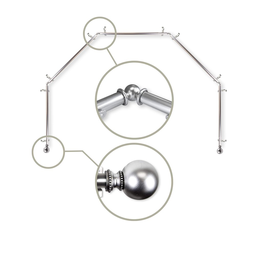 13/16" Jodi 5-Sided Bay Window Curtain Rod - Satin Nickel