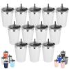 VEGOND 12oz Tumbler Stainless Steel Tumbler bulk Vacuum Insulated Double Wall Travel Tumbler with Lid and Straw Reusable Tumbler, White 12 Pack view 1