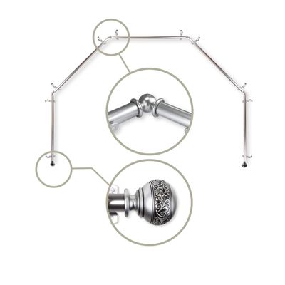 13/16" Nathan 5-Sided Bay Window Curtain Rod - Satin Nickel