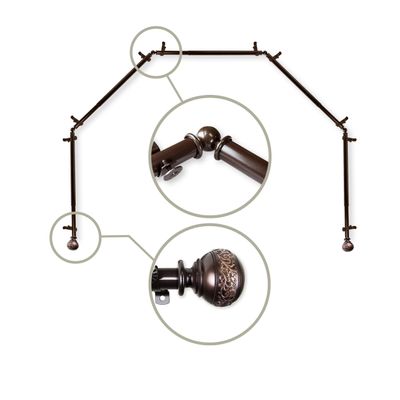 13/16" Nathan 5-Sided Bay Window Curtain Rod - Cocoa