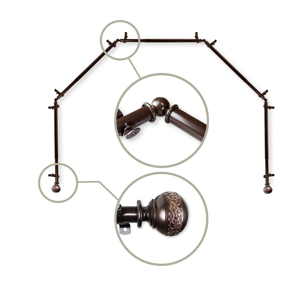 13/16" Nathan 5-Sided Bay Window Curtain Rod - Cocoa