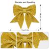 Whaline 24pcs 5.5'' Christmas Bow Decorations, Gold Wreaths Bows, Small Christmas Tree Bow Sequin Bow Ties, Xmas Decorative Bows Ornaments for Home Christmas Party view 2