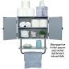 EXCELLO GLOBAL PRODUCTS 17x21 Barndoor Bathroom Wall Cabinet, Space Saver Storage Cabinet Kitchen Medicine Cabinet with Adjustable Shelf and Towel Bar, Rustic Gray view 3