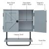 EXCELLO GLOBAL PRODUCTS 17x21 Barndoor Bathroom Wall Cabinet, Space Saver Storage Cabinet Kitchen Medicine Cabinet with Adjustable Shelf and Towel Bar, Rustic Gray view 4