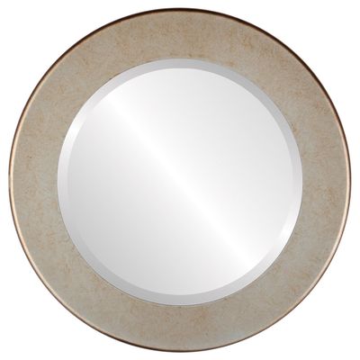 OVALCREST Round Beveled Wall Mirror for Home Decor - Avenue Style - Burnished Silver - 18x18 Outside Dimensions