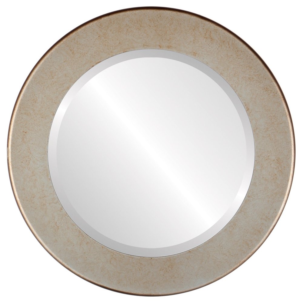 OVALCREST Round Beveled Wall Mirror for Home Decor - Avenue Style - Burnished Silver - 18x18 Outside Dimensions