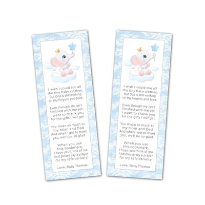 30 bookmarks elephant bunny boy baby shower favors personalized