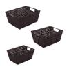 Simplify 3 Piece Set Woven Rattan Tote Baskets | Multi-Size | Handles | Storage & Organization | Toys | Bathroom Accessories | Home | Office | Dorm | Playroom | Closet | Chocolate view 1
