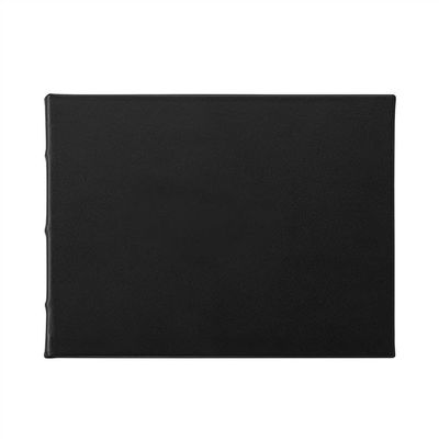 Graphic Image Elegant Black Nappa Leather Blank-Cover Guest Registry Book (r) -