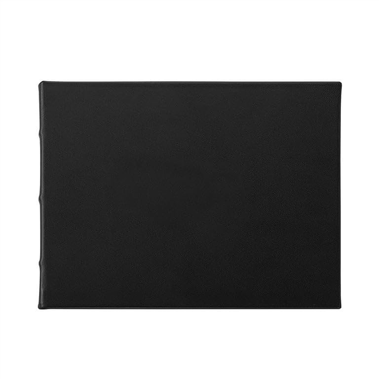 Graphic Image Elegant Black Nappa Leather Blank-Cover Guest Registry Book (r) -