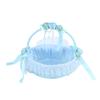 Taidda- Beautiful Vibrant Decorative Exquisite Lace Flower Basket, Flower Girl Baskets Candy Container with Lace, Satin Flowers Bowknot Basket for Wedding Ceremony Engagement Party Decoration, Blue view 1