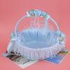 Taidda- Beautiful Vibrant Decorative Exquisite Lace Flower Basket, Flower Girl Baskets Candy Container with Lace, Satin Flowers Bowknot Basket for Wedding Ceremony Engagement Party Decoration, Blue view 4