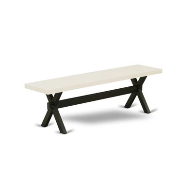 East West Furniture XB626 X-Style Modern Dining Table Bench with Wood Seat, 60x15x18 Inch, Multi-Color