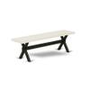East West Furniture XB626 X-Style Modern Dining Table Bench with Wood Seat, 60x15x18 Inch, Multi-Color view 1