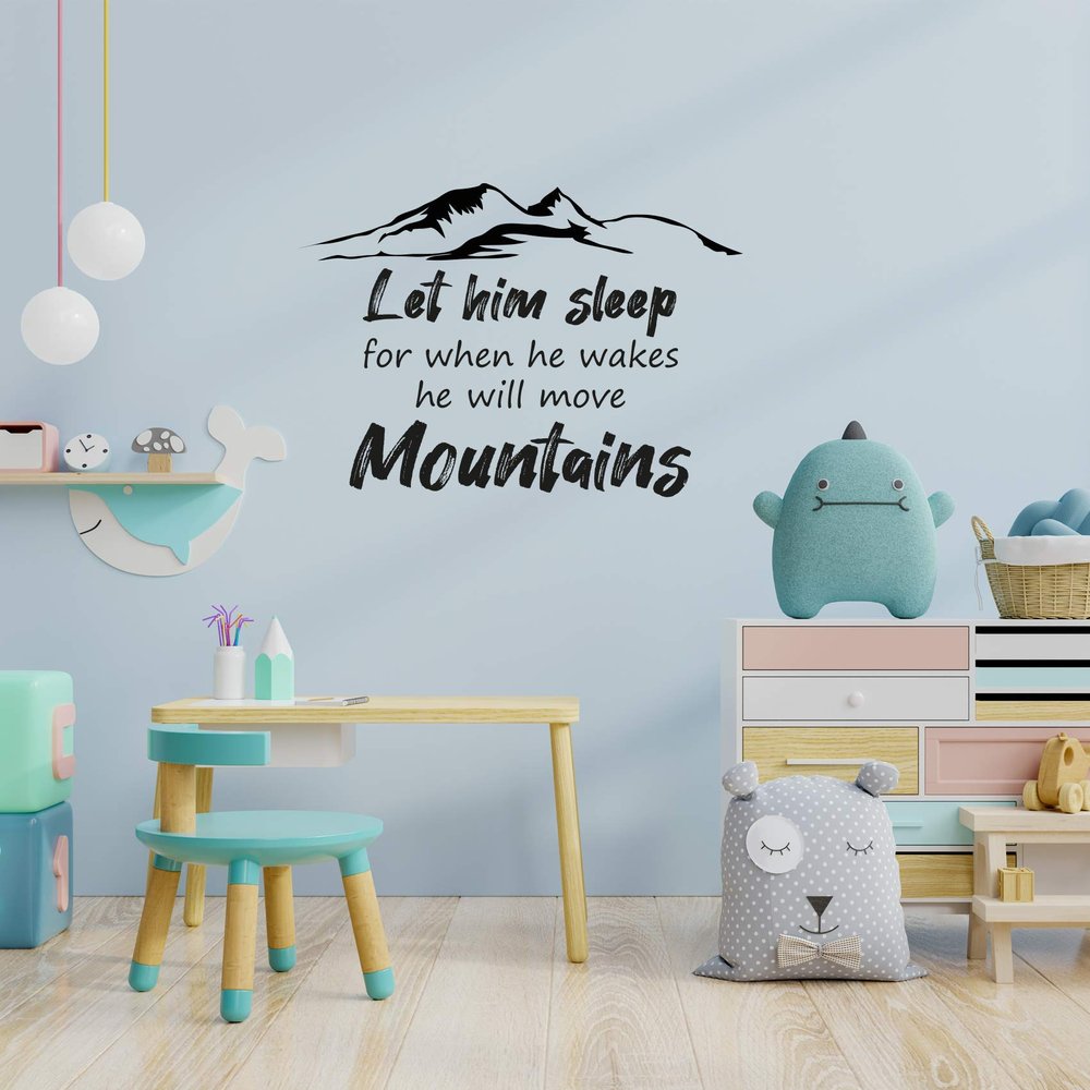 Let Him Sleep Life Postive Motivation Quotes Quote Wall Sticker Art Decals for Girls Boys Room Bedroom Nursery Kindergarten House Fun Home Decor Stickers Wall Art Vinyl Decoration Size (35x40 inch)