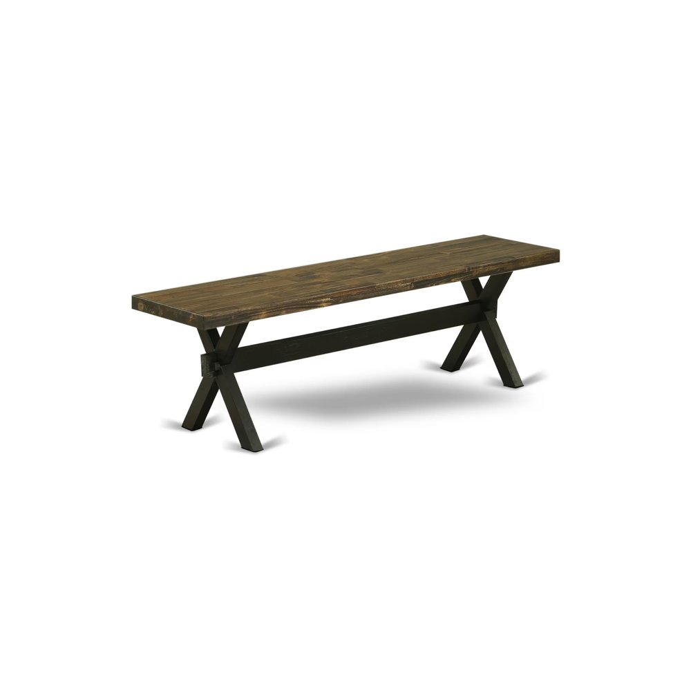 East West Furniture XB676 X-Style Modern Dining Room Bench with Wooden Seat, 60x15x18 Inch, Multi-Color