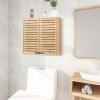 HYNAWIN Bathroom Wall Mounted Bamboo Storage Cabinet with Double Doors, 2-Tier Adjustable Shelf, Over Toilet Organizer for Bathroom, Kitchen, Entryway view 2