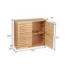 HYNAWIN Bathroom Wall Mounted Bamboo Storage Cabinet with Double Doors, 2-Tier Adjustable Shelf, Over Toilet Organizer for Bathroom, Kitchen, Entryway view 3