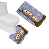Amagical Two Cute Owls Sitting On A Brunch Purple Background 3 Piece Bathroom Mat Set Shower Curtain Set Bath Mat Contour Mat Shower Curtain with 12 Hooks view 3