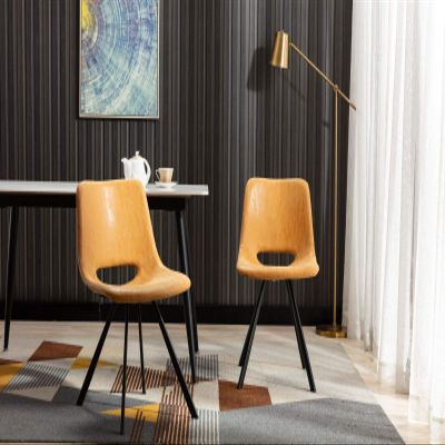 Vanity Art Mid-Century Modern Dining Chairs Open Back Industrial Faux Leather Dining Chairs Set of 2 Pcs Counter Bar Chairs (Tan) UC-14T