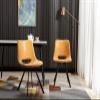 Vanity Art Mid-Century Modern Dining Chairs Open Back Industrial Faux Leather Dining Chairs Set of 2 Pcs Counter Bar Chairs (Tan) UC-14T view 1