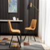 Vanity Art Mid-Century Modern Dining Chairs Open Back Industrial Faux Leather Dining Chairs Set of 2 Pcs Counter Bar Chairs (Tan) UC-14T view 3