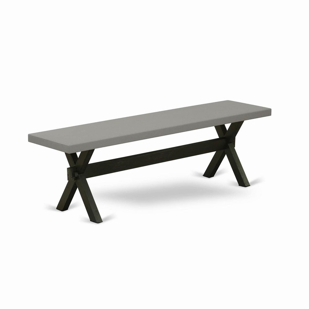 East West Furniture XB696 X-Style Modern Dining Room Bench with Wood Seat, 60x15x18 Inch, Multi-Color