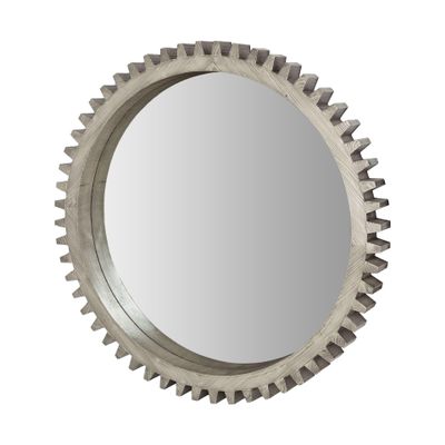 HomeRoots 44" Round Silver Wood Frame Wall Mirror