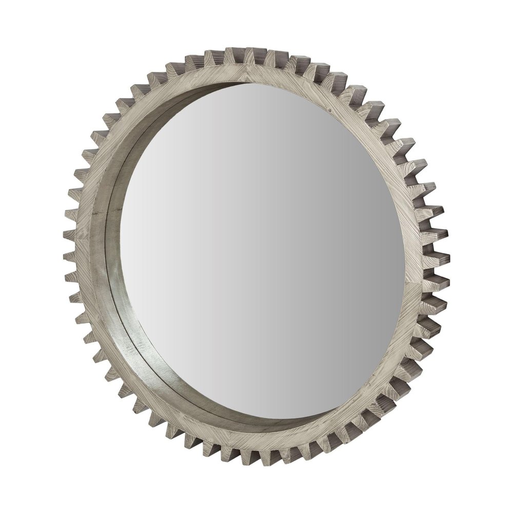 HomeRoots 44" Round Silver Wood Frame Wall Mirror