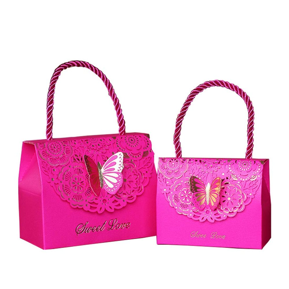 Keting 50PCS Butterfly Wedding Favors Boxes Candy Chocolate Gifts Boxes Party Supplies with Handle