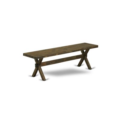 East West Furniture XB776 X-Style Modern Kitchen Bench with Wooden Seat, 60x15x18 Inch, Multi-Color