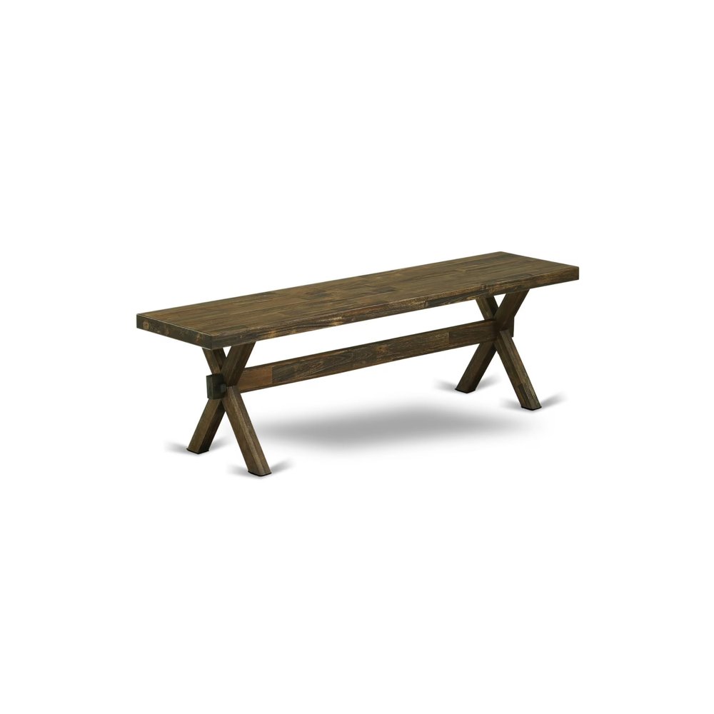 East West Furniture XB776 X-Style Modern Kitchen Bench with Wooden Seat, 60x15x18 Inch, Multi-Color