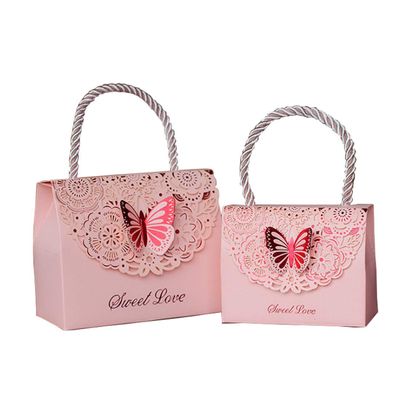 Keting 50PCS Butterfly Wedding Favors Boxes Candy Chocolate Gifts Boxes Party Supplies with Handle