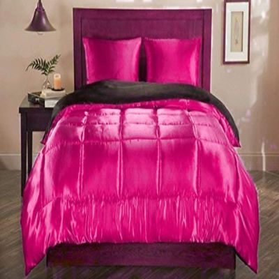 Amuze Bedding Luxurious Super Soft & Silky Satin Warm(1 PC Comforter,Hot Pink, Full/Queen) Premium Quality 500 GSM