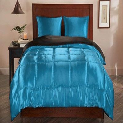 Amuze Bedding Luxurious Super Soft & Silky Satin Warm(1 PC Comforter,Turquoise Blue, Twin/Twin XL) Premium Quality 500 GSM
