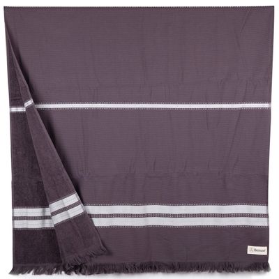 Bersuse 100% Cotton Cascais Terry Peshtemal Turkish Towel Bath Towel Beach Towel Lighweight Quickdry Absorbent - 35x67 Inches, Anthracite (Set of 3)