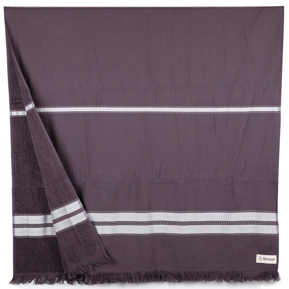 Bersuse 100% Cotton Cascais Terry Peshtemal Turkish Towel Bath Towel Beach Towel Lighweight Quickdry Absorbent - 35x67 Inches, Anthracite (Set of 3)