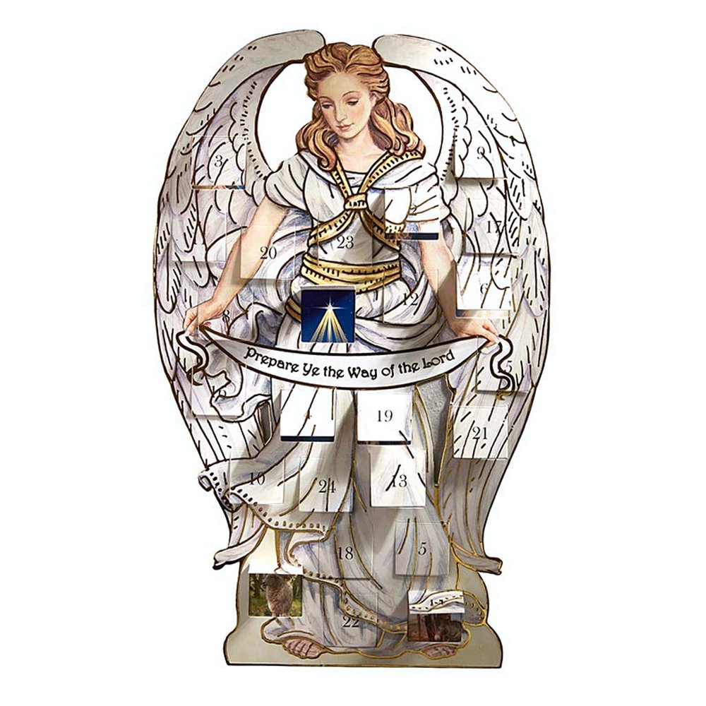 Needzo Angel-Shaped Religious Advent Calendar, Christian Christmas Countdown Activity for Families, 12 Inches