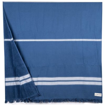 Bersuse 100% Cotton Cascais Terry Peshtemal Turkish Towel Bath Towel Beach Towel Lighweight Quickdry Absorbent - 35x67 Inches, Indigo (Set of 6)