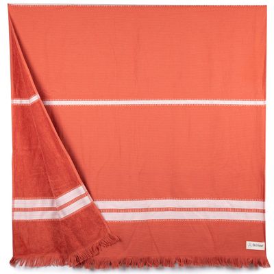 Bersuse 100% Cotton Cascais Terry Peshtemal Turkish Towel Bath Towel Beach Towel Lighweight Quickdry Absorbent - 35x67 Inches, Brick (Set of 6)
