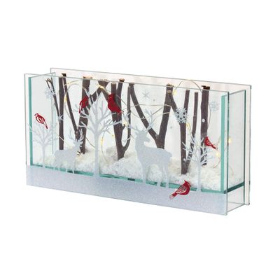 Contemporary Home Living Set 4 White and Red Reindeer Dcor with Lights 9.5"