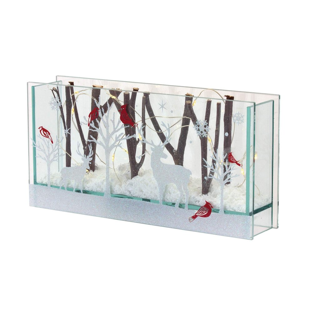 Contemporary Home Living Set 4 White and Red Reindeer Dcor with Lights 9.5"